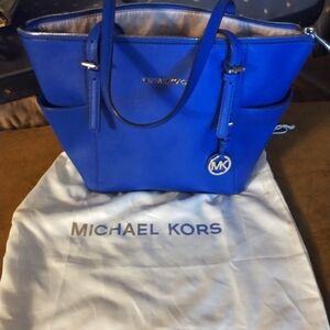 SOLD - Cobalt Blue Leather Michael Kors tote